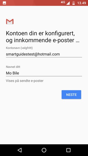 Gi kontoen din et navn, og skriv inn navnet ditt. Velg NESTE