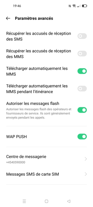 Sélectionnez Centre de messagerie