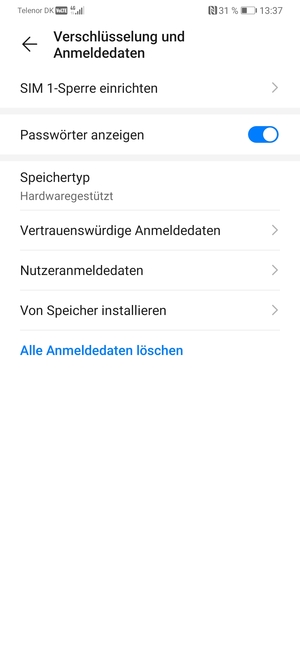 Wählen Sie SIM 1-Sperre einrichten