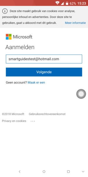 Voer uw Hotmail adres in en selecteer Volgende