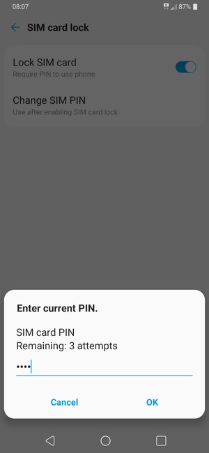Enter your Current SIM PIN and select OK