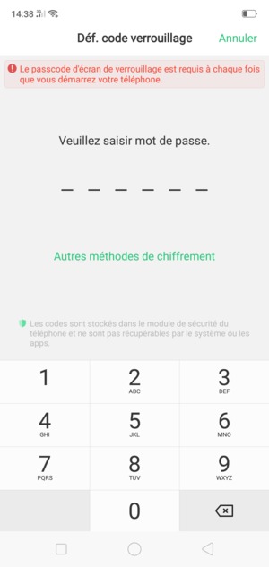 Saisissez un Mot de passe