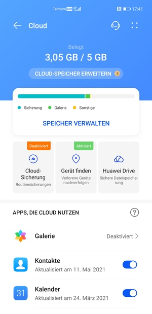 Wählen Sie die Dienste, die Sie sichern möchten