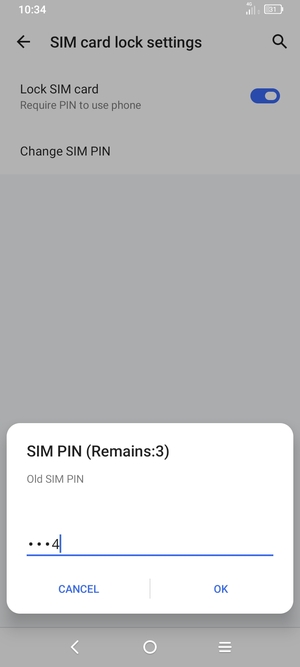 Enter your Old SIM PIN and select OK