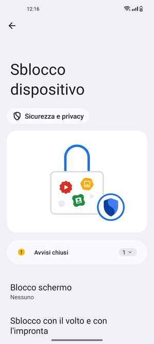 Seleziona Blocco schermo