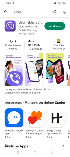 Wählen Sie die App