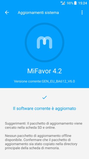 Se il tuo telefono è aggiornato, vedrai la seguente schermata