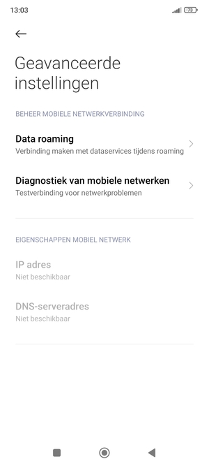 Selecteer Data roaming