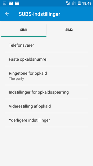 Vælg sim-kortet og vælg Telefonsvarer