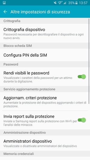 Seleziona Configura PIN della SIM