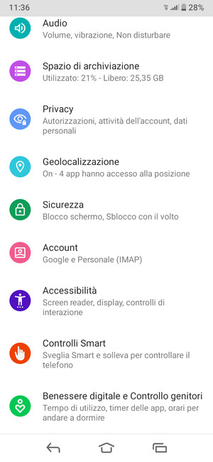 Scorri e seleziona Sicurezza