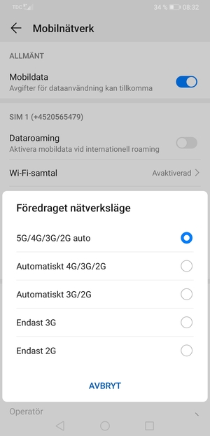 Tryck på ditt föredragna alternativ