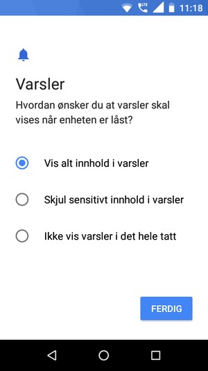 Velg ønsket alternativ og velg FERDIG