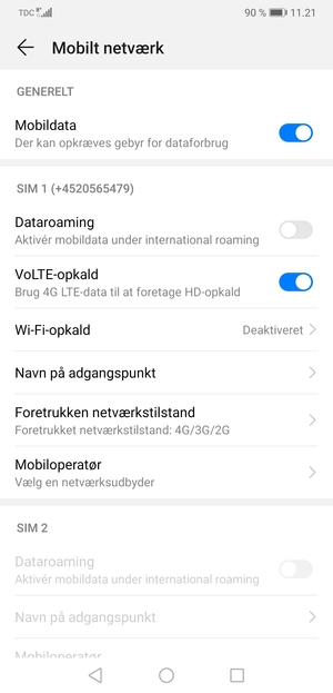 For at skifte netværk, hvis der opstår netværksproblemer, vælg Mobiloperatør