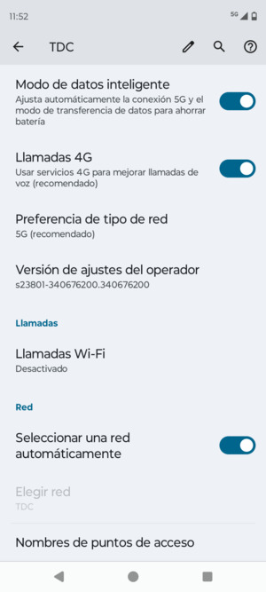 Desplácese y seleccione Nombres de puntos de acceso