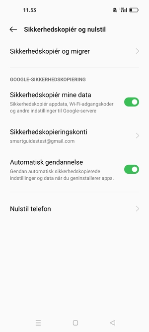 Vælg Sikkerhedskopieringskonti