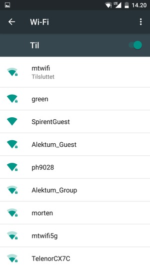 Du er nu tilsluttet Wi-Fi netværket