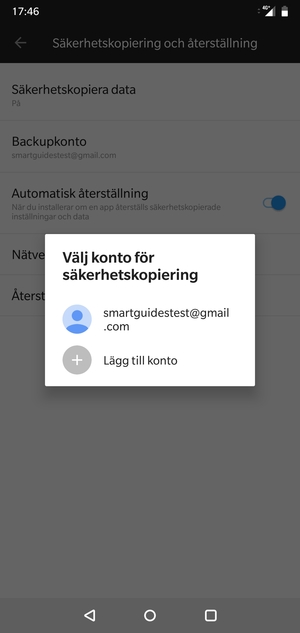 Tryck på ditt säkerhetskopieringskonto