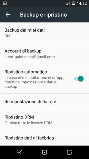 Seleziona Account di backup