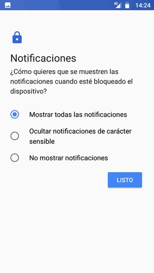 Seleccione la opción deseada y seleccione LISTO