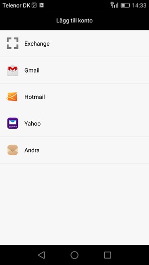 Välj Gmail eller Hotmail
