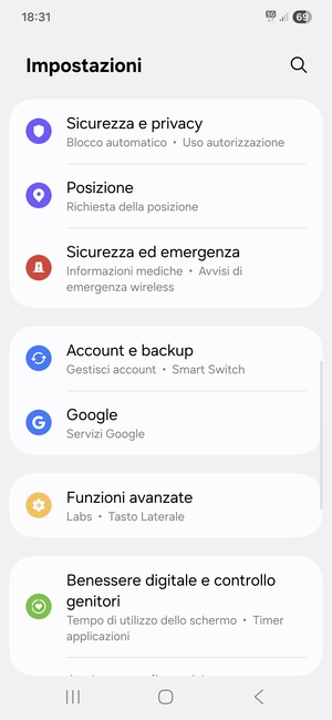 Scorri e seleziona Account e backup
