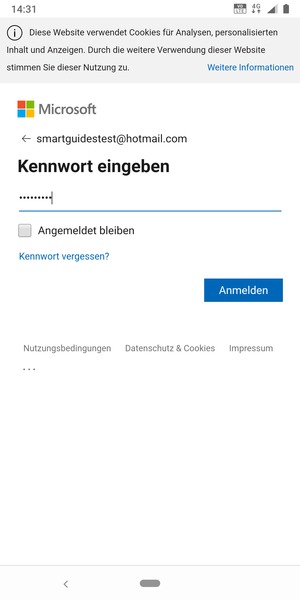 Geben Sie Ihre Passwort ein und wählen Sie Anmelden