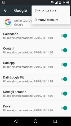 Seleziona Sincronizza ora