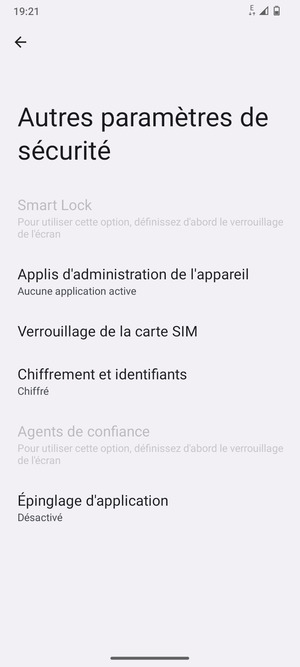 Sélectionnez Verrouillage de la carte SIM