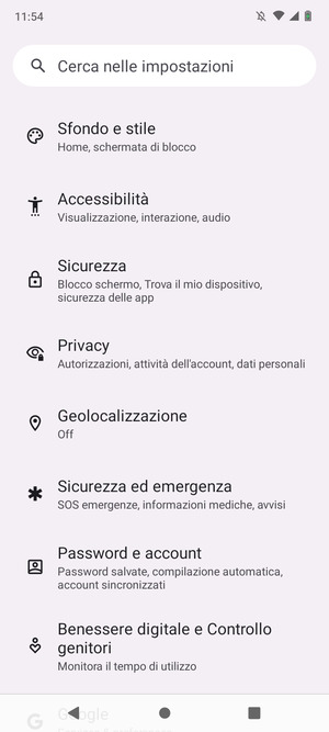 Scorri e seleziona Sicurezza