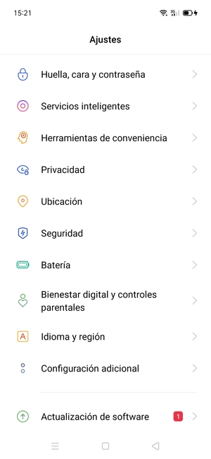 Desplácese y seleccione Seguridad