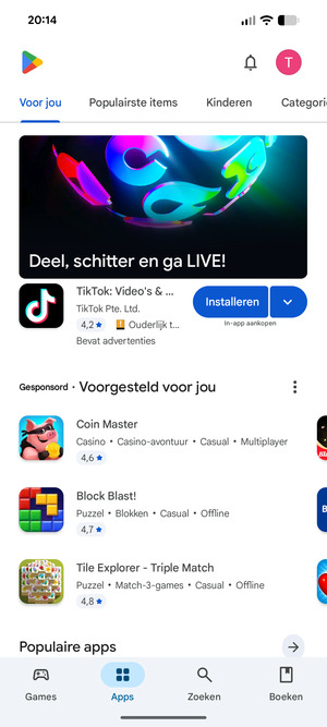 Selecteer Zoeken