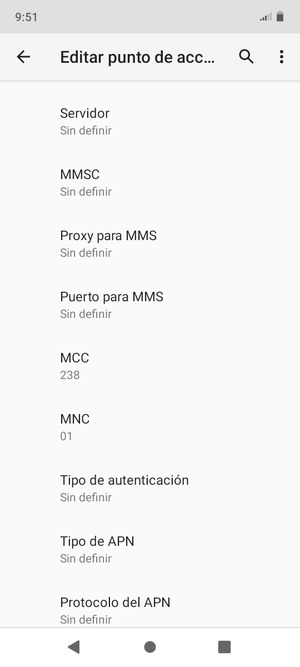 Desplácese hacia abajo e introduzca la información de Internet