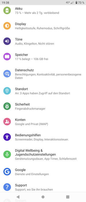 Scrollen Sie und wählen Sie Sicherheit