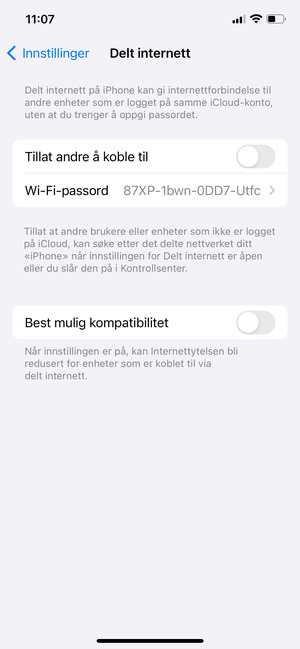 Angi Tillat andre å koble til til PÅ