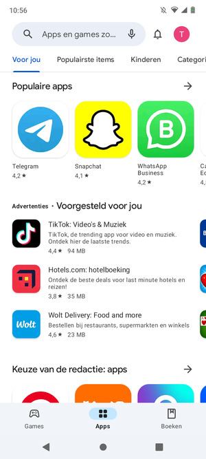 Selecteer de zoekbalk