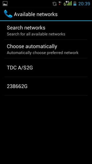 Select a network operator from the list