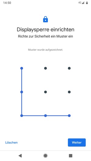 Zeichnen Sie ein Entsperrmuster und wählen Sie Weiter