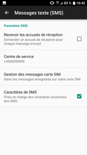 Sélectionnez Centre des service