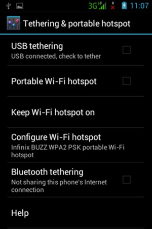 Select Configure Wi-Fi hotspot