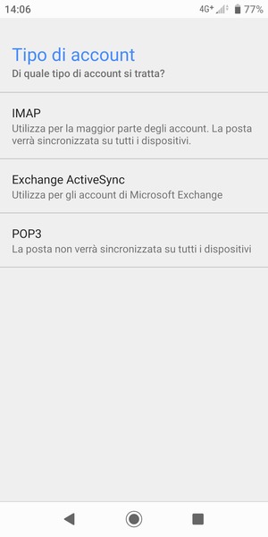 Seleziona IMAP o POP3