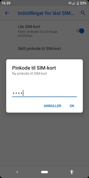 Indtast din Nye pinkode til SIM-kort og vælg OK