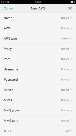 Scroll down and enter MMS information and select OK