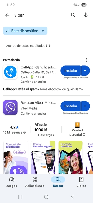 Seleccione la aplicación