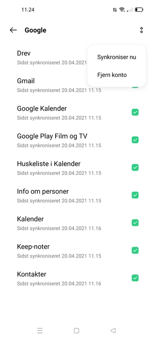 Vælg Synkroniser nu