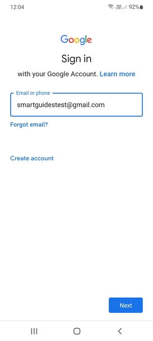 Enter your Gmail  address and select Next