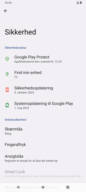 Vælg Skærmlås