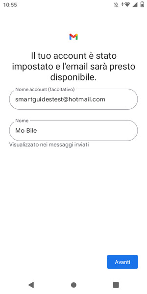 Scegli un nome per il tuo account e inserisci il tuo nome. Seleziona Avanti