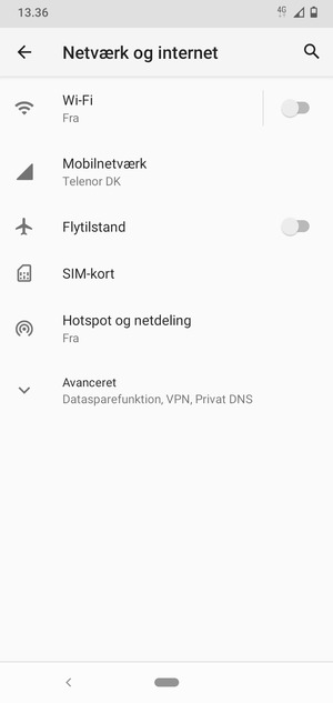 Vælg Mobilnetværk