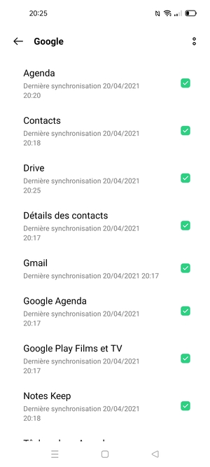 Cocher toutes les cases et sélectionnez le bouton du Menu